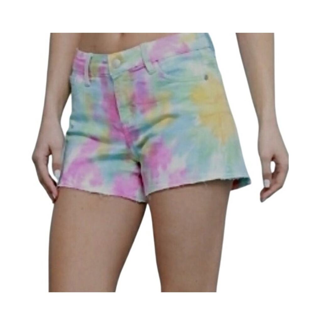 new Judy Blue large cut off tie dye stretch jean shorts SH2 3179